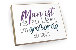 wood and color - Kühlschrankmagnet mit Spruch | Handmade aus Buchenholz als tolle Geschenkidee (Man ist nie zu klein, um großartig Sein.), 6,5 x 5 cm