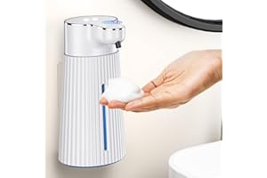 AMYZAVLS Automatyczny dozownik mydła, 400 ml, mocowanie ścienne, bezdotykowy, elektryczny, z czujnikiem, ładowanie przez USB, dozownik pianki mydlanej do łazienki, kuchni i biura, biały
