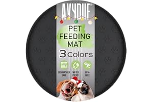 AVYDIIF Pet Feeding Mat, Waterproof Anti-slip Placemats for Dog Cat Bowl Silicone Pet Food Mat, Raised Edge Prevent Spills on Floor & Carpet, Dishwasher Safe (1 Black, 28 X 28 cm)