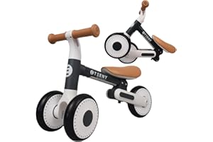 Olmitos - Draisienne Enfant sans Pédales 1 à 2 Ans Teeny - Vélo Débutant Pliable 2 Hauteurs, Très Léger et Robuste - 2 Roues Avant, Selle Souple, Guidon Antidérapant (Gris)