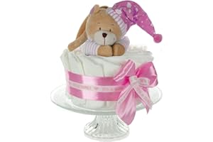 ‎DUBISTDA -WINDELTORTEN- Windeltorte Mädchen in babyrosa GIRL | Spieluhr Bär | Geschenk zur Geburt, Babyparty & Taufe