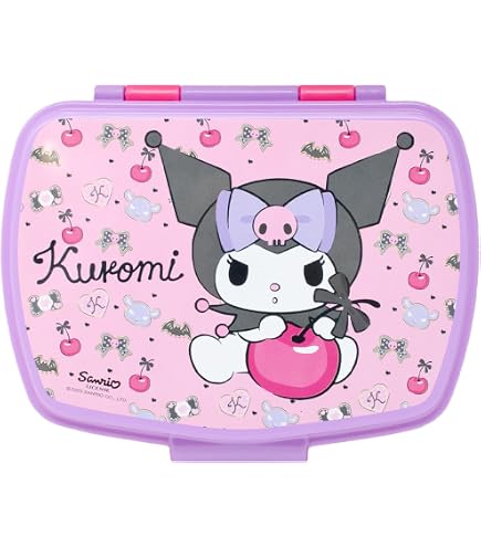Roffatide Cartoon Kuromi Bento Box – Cute 2-in-1 Compartment Lunch Box With 4-Point Lock (7.8 X 5.1 X 3.1 Inches) - View #7