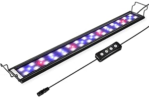 Hygger Aquarium LED Beleuchtung 25W mit Timer Dimmbar mit Einstellbare Halterung für 28-137cm Aquarium mit Weißes Blaues und Rotes Licht