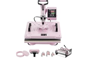 VEVOR 8 en 1 Máquina de Prensado por Calor con Prensa de Vaso de 325-887ml, 300 x 380 mm, Prensa Térmico con Giro de 360° con Control Digital Preciso para Camiseta, Taza, Sombrero y Plato, Rosa