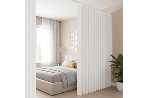 ‎PLODAXE Raumteiler Vorhang Extra Breit H241xB254CM Wasserdicht, Raumtrenner Vorhänge mit Haken, Schrankvorhang Faltbarer Raumteiler für Bad/Schlafzimmer/Wohnzimmer/Büro/Sichtschutz(Weiß)