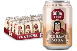 Soda Folk Cream Soda, American Style Fizzy Drinks, Real Maple Syrup, Sweet Refreshing Soft Drink, The Prime Drink, Nostalgic Flavours, Gluten Free & Vegan (24 x 330ml Cans)
