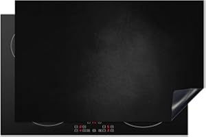 KitchenYeah© Herdabdeckplatte Einteilig Induktionsmatte Küche Abdeckung Ceranfeld Herd Abdeckplatte Deko Vinyl Matte Aufrollbar Beton - Schwarz - Grau - Industrial - 80x52 cm