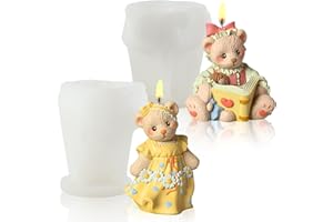 FYting Kit Candele Fai Da Te,2 pezzi Stampi In Silicone per Candele,3D Decorazione, Aromaterapia, Creazione di Gesso, per Natale, Compleanno, Festa Della Mamma, San Valentino (Orsetto carino)