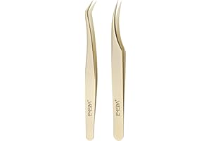 EMEDA Pince à faux cils pour extensions de cils 2 pcs pince à épiler professionnelle de précision dorée ensemble de pinces à cils individuels Cils volumiques 3D 6D eyelash tweezers
