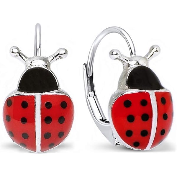 Set Collana E Orecchini Coccinella In Argento 925 Per Bambine - Portafortuna Rosso - Foto 2