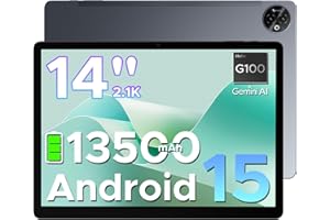 DOOGEE Tab E3 Max Android 15 Tablet 14 Zoll Gemini AI 13500mAh Großer Helio G100 Octa Core 32GB RAM+256GB ROM (2TB TF) 2.1K (2160 * 1440) Display Gaming Tablet, 16MP+8MP 4G LTE/5G WLAN/GPS/GMS,Gray