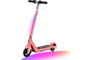 E-NOROYAVN Trottinette Electrique Enfant 6 a 12 Ans, Lumières Arc-en-Ciel Colorées, Charge Max 50 Kg,Autonomie de 8 km, Affichage LED, Vitesse et Hauteur Réglables, Trottinette Electrique pour Enfants