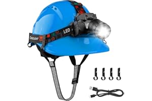 Mustbau Hard Hat with Head Torch Safety Helmet with Sensor LED Headlight,Adjustable Vented Hardhats and Rechargeable Headlamp Set EN397 for Construction Worker