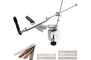 SEAAN Aiguiseurs manuels Professional 9 pierres à aiguiser, aiguiseur de couteaux à rotation à 360 ° pour la cuisine à domicile, meulage de pièces de précision