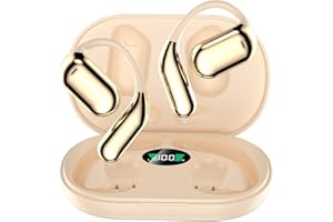 EUQQ Ultra Open Ear Headphones - Bone Conduction Earphones Wireless Bluetooth 5.4, Waterproof Deep Bass Earbuds for Fitness and Running, Secure Fit for Small Ears, Sweat-Resistant for Workouts