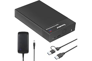 Tccmebius Carcasa Disco Duro, USB 3.0 Caja 3.5 Externo para 2,5 3,5 Pulgadas SATA HDD SSD hasta 22TB, con Adaptador de Corriente 12V3A Cable USB A/C, Soporte UASP Función de sueño automática (TCC-S8)