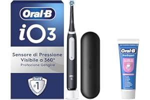 Oral-B Spazzolino Elettrico Ricaricabile iO 3 Nero, 1 Spazzolino Elettrico, 1 Testina Di Ricambio, Custodia Da Viaggio + Dentifricio Oral-B Pro-Expert Sensibilità, Pulizia Denti Efficace