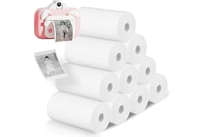 IGRARK Papier Thermique transparent, 10 rouleaux de papier thermique autocollant pour Mini imprimante, Rouleau de Papier Autocollant Blanc, 57 x 25MM (10 rouleaux papier)