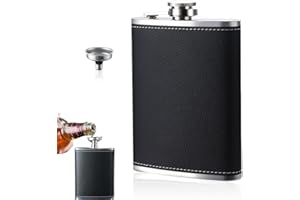 SULIUDAJI 1 Pezzo Fiaschetta Tascabile 8oz/230 ML Fiaschetta Whisky Con Imbuto, Acciaio Inox 304, la Fiaschetta In Pelle Nera è Piccola ed Elegante Per le Fiaschette da Trekking