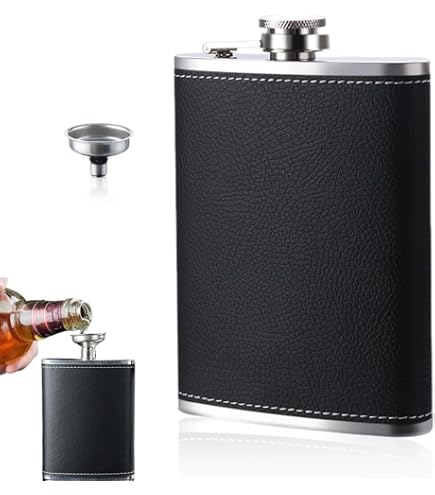 Fiaschetta in acciaio inox da 236 ml, portatile, a tenuta stagna, con imbuto, per alcol, whisky, rum