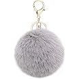 Auranso Pom Pom Fluffy Keyring Soft Plush Charm Ring Keyfob Faux Fur Balls Bag Pendant Keychain Decoration
