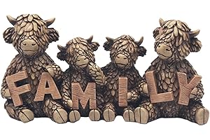 L & P HOME & GIFTS Lesser & Pavey Hughie Highland Cows Family Figurines Statues For Home Decor | Ideal Ornaments Friendship Gifts For Women & Men | Lovely Table Centerpiece & Living Room Accessories