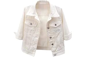 Hebezn Giacca di jeans a maniche corte da donna Giacca di jeans corta con risvolto casual Capispalla casual a coste