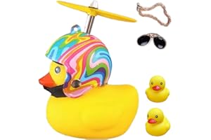 ACEDOAMARE Duck Bike Bell, Cute Rubber Yellow Duck Bicycle Accessories with LED Light Propeller Helmet Squeeze Horns for Cycling Motorcycle Car Handlebar Bicycle