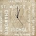 Produktbild Artland Wand-Uhr Digital-Druck Leinwand auf Holz-Rahmen gespannt mit Motiv W. L. Skigebiete Statement Bilder Sprüche & Texte Graphische Kunst Braun 30 x 30 x 2,8 cm