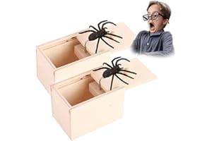 KEELYY 2 szt. Pająk Prank Pudełko, Drewniany Pająk Dowcip Pudełko, Straszne Pudełko z Pająkiem Prank Na Halloween Impreza, Zabawny Pomysł Na Prezent Dla Dzieci Dorosłych