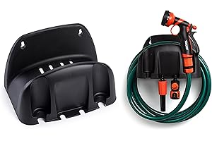 PLASTIFIC Wall Mounted Garden Hose Pipe Cable Hanger Holder Tidy Bracket Rack Fence Shed Comfort Grip & Rust Resistant - Professional Gardening Tool (1A-Black) Hose Holder Wall Mounted
