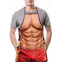Grembiule Da Cucina Uomo Muscle Man | Divertente Con Baffi Finti E Tatuaggio, Per BBQ E Feste