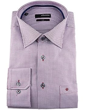 Seidensticker Herren Langarm Hemd Uno Regular Fit Kent Tape rot / weiß kariert 131710.46
