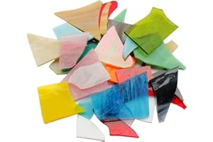 harayaa 500g Glasstücke Bunte Verschiedene Größe Buntglasfliesen DIY