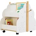 Kinderzimmer Aufbewahrung Labebe Kinder Bücherregal Weiß Mit Rädern - 2-in-1 Standregal Für Kinder 1-5 Jahre - Massivholz, Rollend Kinderregal 65 Cm