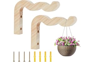 DICOSMETIC 2 Sets Ensemble de Crochets en Bois Ondulés pour Plantes Suspendues en Bois 39x7.5mm Support de Plante Suspendue en Bois Intérieur et Extérieur Crochets en Bois pour Jardinières Lanternes