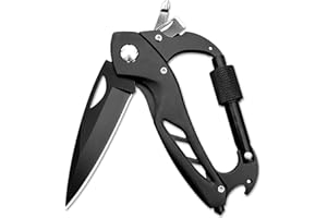 GUIGUZI 6 en 1 Couteau Multifonction, Pliant Outils Multifonction Mousqueton, avec | Ouvre-Bouteille | Brise-Vitre et Tournevis pour Activités Extérieures, Camping, Randonnée