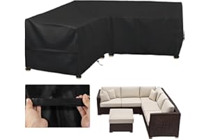 LUSCHEER Garden V-Shape Furniture Cover Waterproof, 210D Heavy Duty Oxford Fabric Outdoor Rattan Corner Sofa Cover with Waterproof Tape, 215x215x87cm