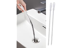 AYNKH 2 cepillos de limpieza de fregadero de 60 cm, herramienta flexible de eliminación de obstrucciones de drenaje de alcantarillado, desatascador de pelo de fontanería, limpiador para ducha, baño,
