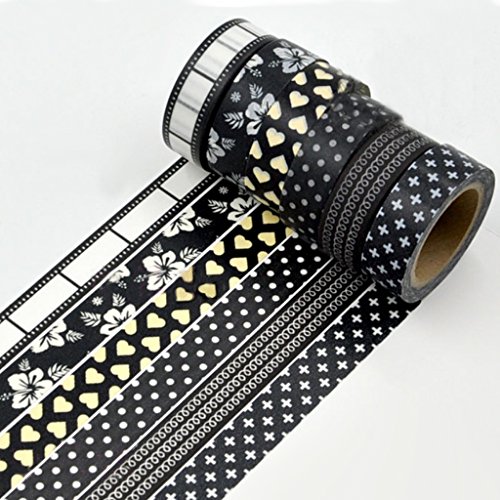10m 12pcs Cinta Washi Serie En Blanco Y Negro Adhesivo Bricolaje Etiqueta De Papel 1 5cm