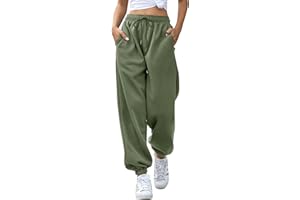 EBANKU Pantalon de survêtement pour Femme avec Poches - Pantalon de survêtement uni - Baggy - Taille élastique - pour Hip hop décontracté, Gym et Jogging
