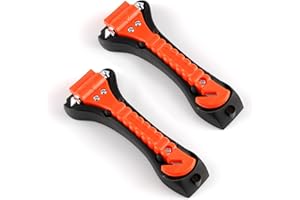 JUSTTOP 2-Pack Car Safety Hammer with Car Window Glass Hammer Breaker and Safety Seatbelt Cutter, Vehicle Emergency Escape and Rescue Tool with Mounting Bracket