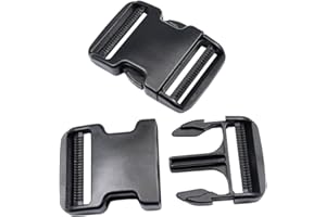 BAIKEEN Fibbie a sgancio laterale doppio regolabile, 51 mm, larghezza 51 mm, confezione da 2 pezzi extra spessi in plastica di grado militare, con chiusura a scatto per zaino resistente di ricambio