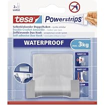 Crochets Autocollants Tesa Powerstrips Small - Lot De 2 - En Acier Inoxydable - Support Jusqu'à 1kg - Pour Surfaces Lisses Humides