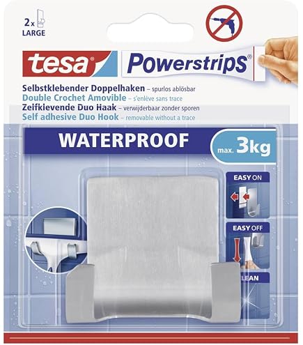 Tesa Baboo Organizer Da Bagno XL Con Coperchio In Bambù - Mensola Adesiva Senza Fori, Impermeabile, Porta Oggetti Da Parete 24x16x10 Cm