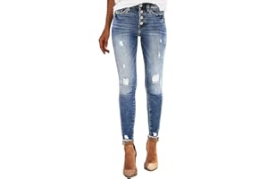 TAIYANYU Jeanshosen Damen mit Löcher Damen Dehnbare hoch taillierte Boyfriend-Jeans mit geradem Bein und ausgefransten -Denim-Hosen