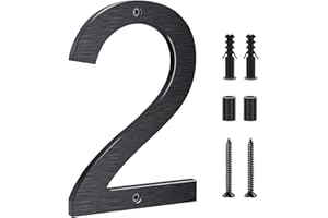 Yafimea Número de casa exterior negro 20 cm – En aluminio macizo con acabado cepillado, instalación con tornillos y efecto flotante 3D – Para pared, fachada, valla, garaje (2)