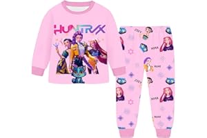 GENERICO Set Pigiama Per Bambine e Ragazze con Stampa Anime 2 Pezzi Pigiama a Maniche Lunghe Maglietta + Pantaloni Set Morbido e Comodo Complete Invernali Sleepwear Abbigliamento Moda Per Bambino 3-14 Anni