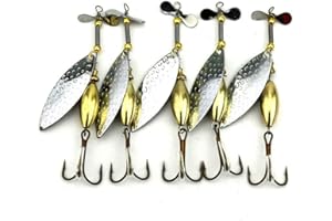 TOOGOO Lot 5 Sinking Spinner Spoon Bait Fishing Lure Artificial Hard Bait for Trout Bass Pike Fishing Tackle Equipment 15g/9.8cm