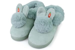 IONOKO Chaussons Fille Lapin Mignon Épaississement en Peluche Chaud Intérieur Doux Pantoufles Antidérapant Accueil Slippers